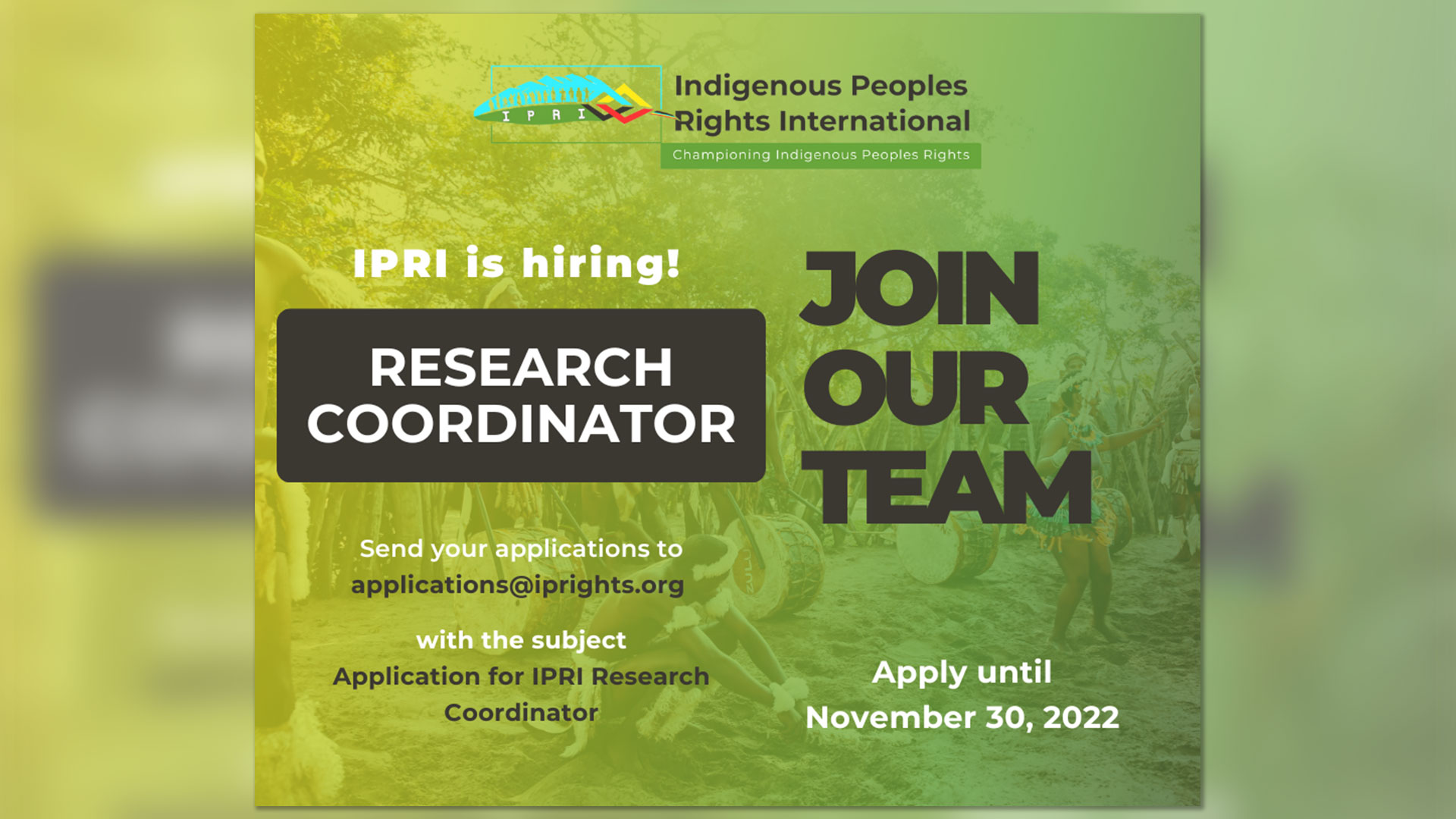 VACANCY IPRI RESEARCH COORDINATOR RC vacancy-ipri-research-coordinator-rc